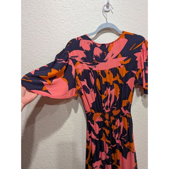 Anthropologie Abel The Label Clare Floral High Low Dress  Size Small Blue Orange - Picture 8 of 13